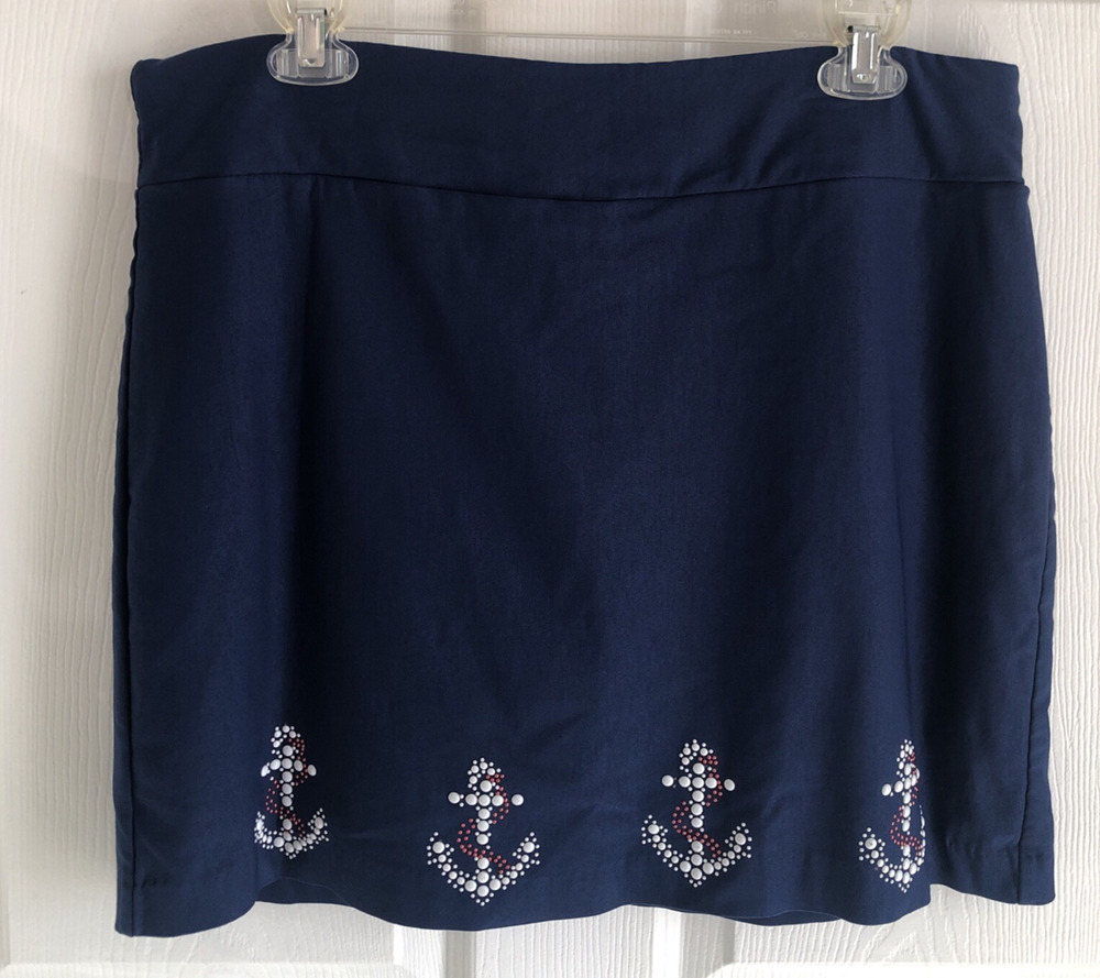 Skort Navy blue w/ anchors Petite Large Nautical Seaside Golf Tennis pickleball